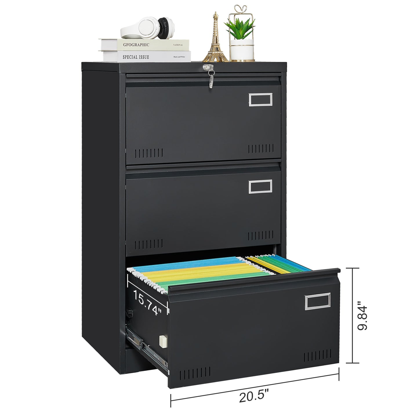 Siavonce Black Office Cabinet
