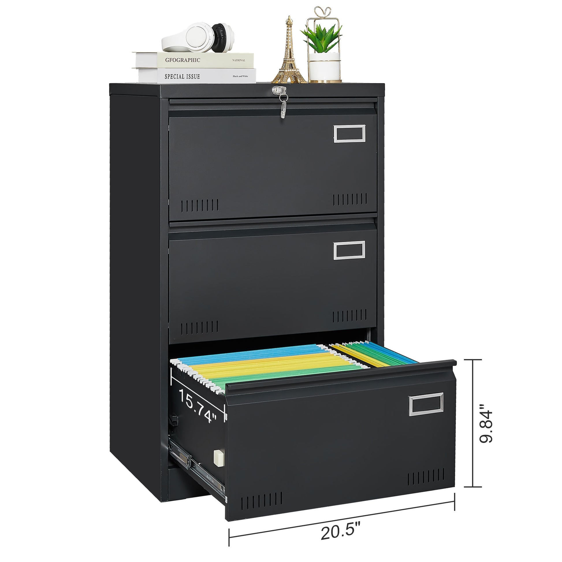 Siavonce Black Office Cabinet