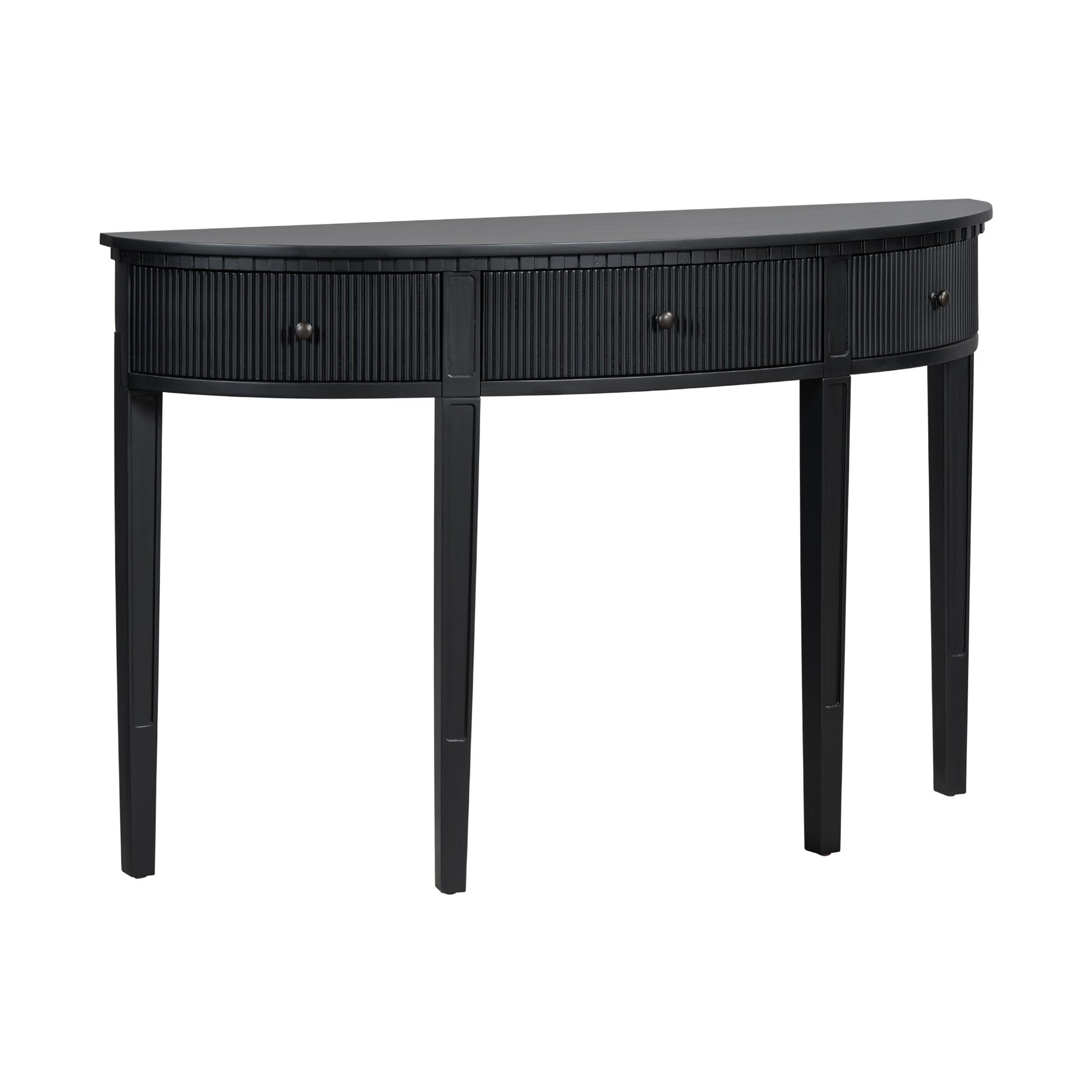 CESICIA Modern Half-round MDF Black 51.1-in W x 33.4-in H with Drawers Coffee Table