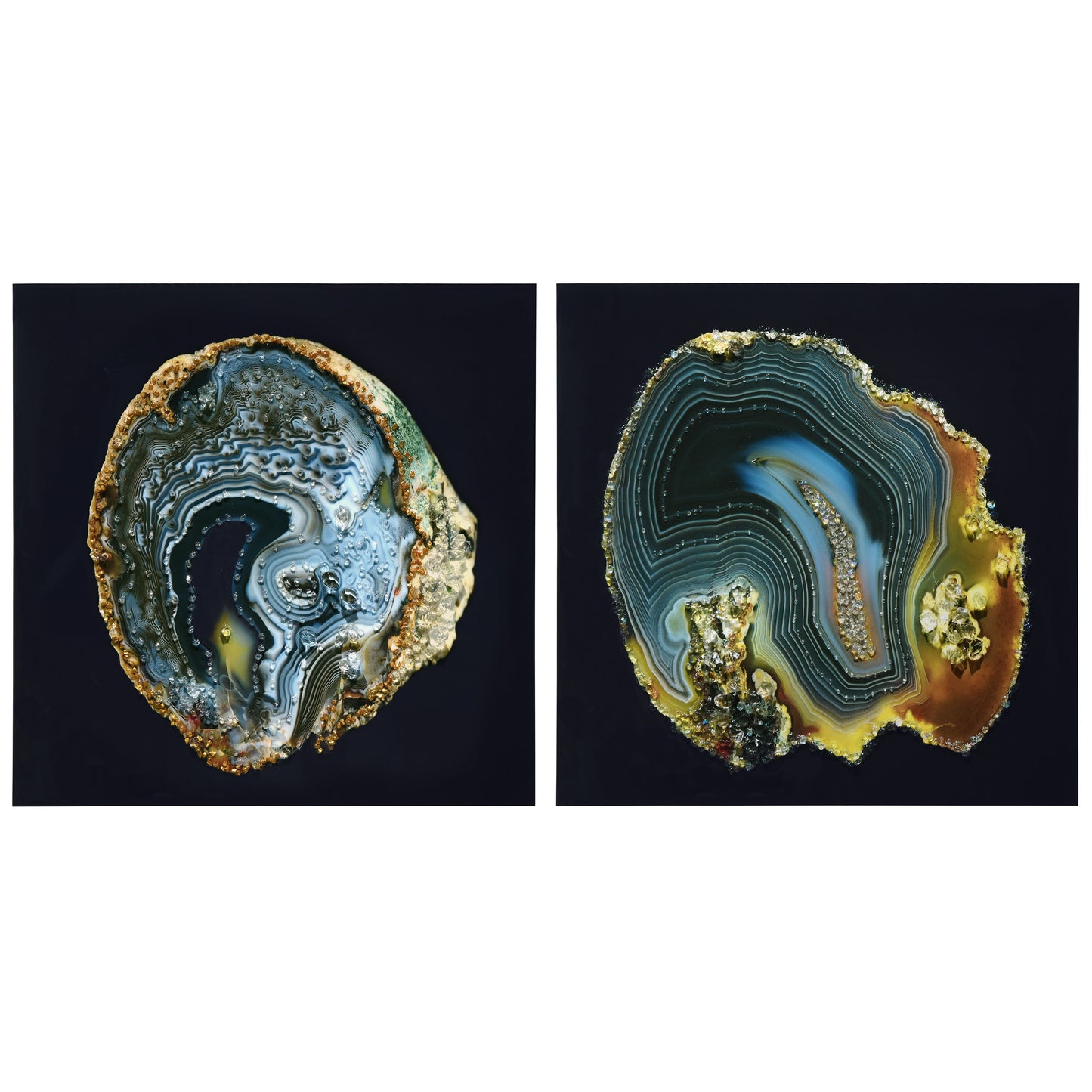 Empire Art Direct Geode Splendor I II Unframed 24-in H x 48-in W Modern Canvas Hand-Painted 3D art