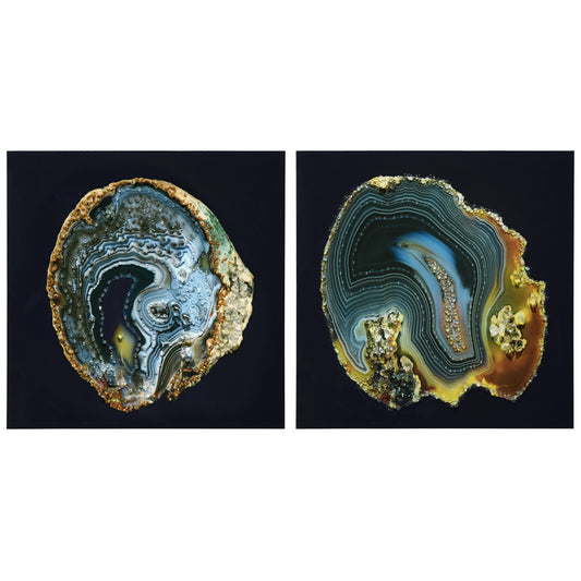 Empire Art Direct Geode Splendor I II Unframed 24-in H x 48-in W Modern Canvas Hand-Painted 3D art