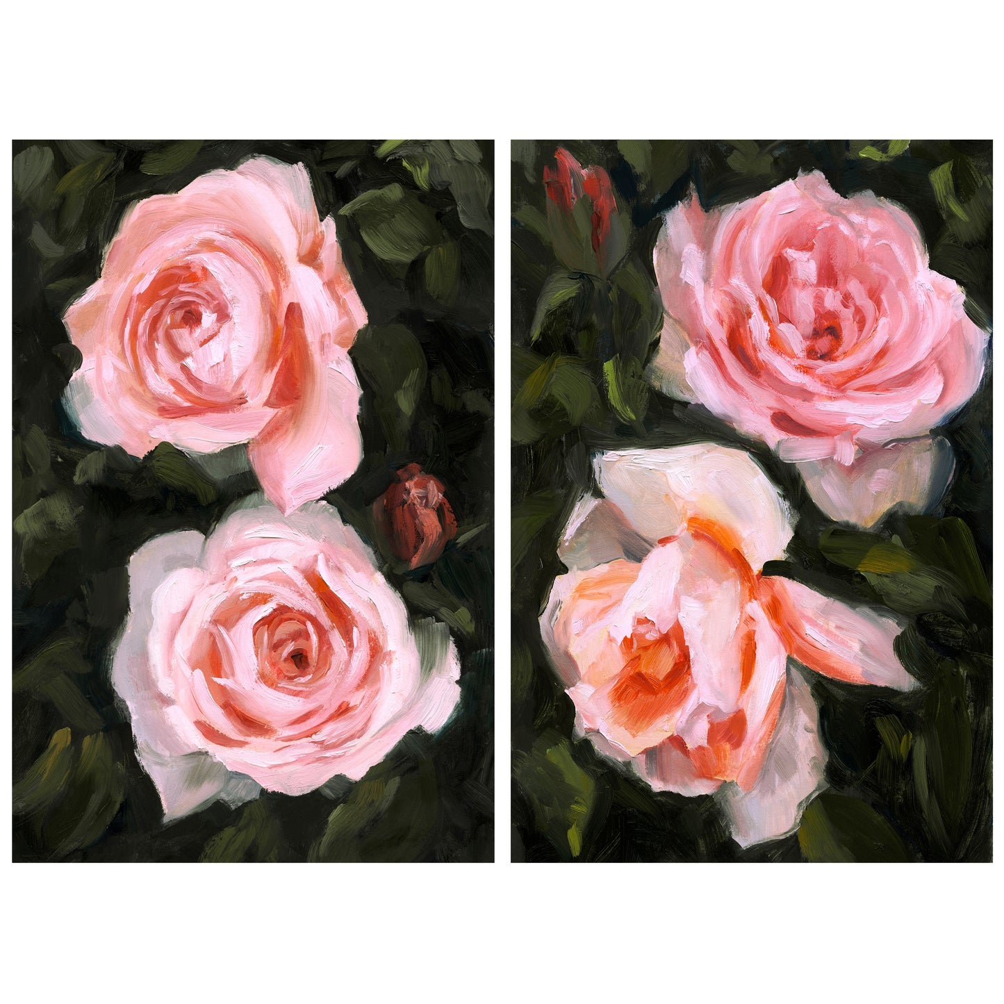 Empire Art Direct Ethereal Roses I II Unframed 48-in H x 64-in W Modern Glass Print