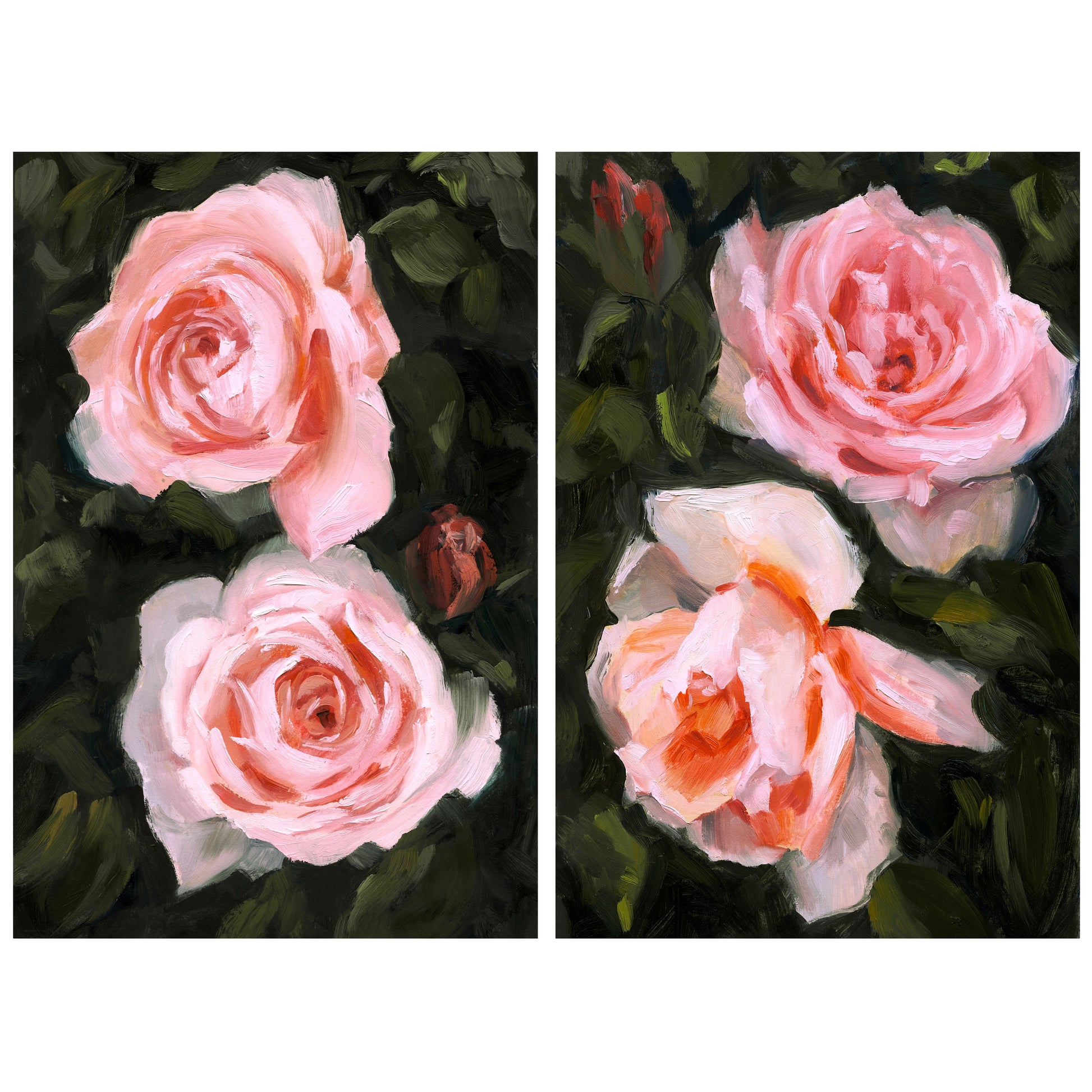 Empire Art Direct Ethereal Roses I II Unframed 48-in H x 64-in W Modern Glass Print