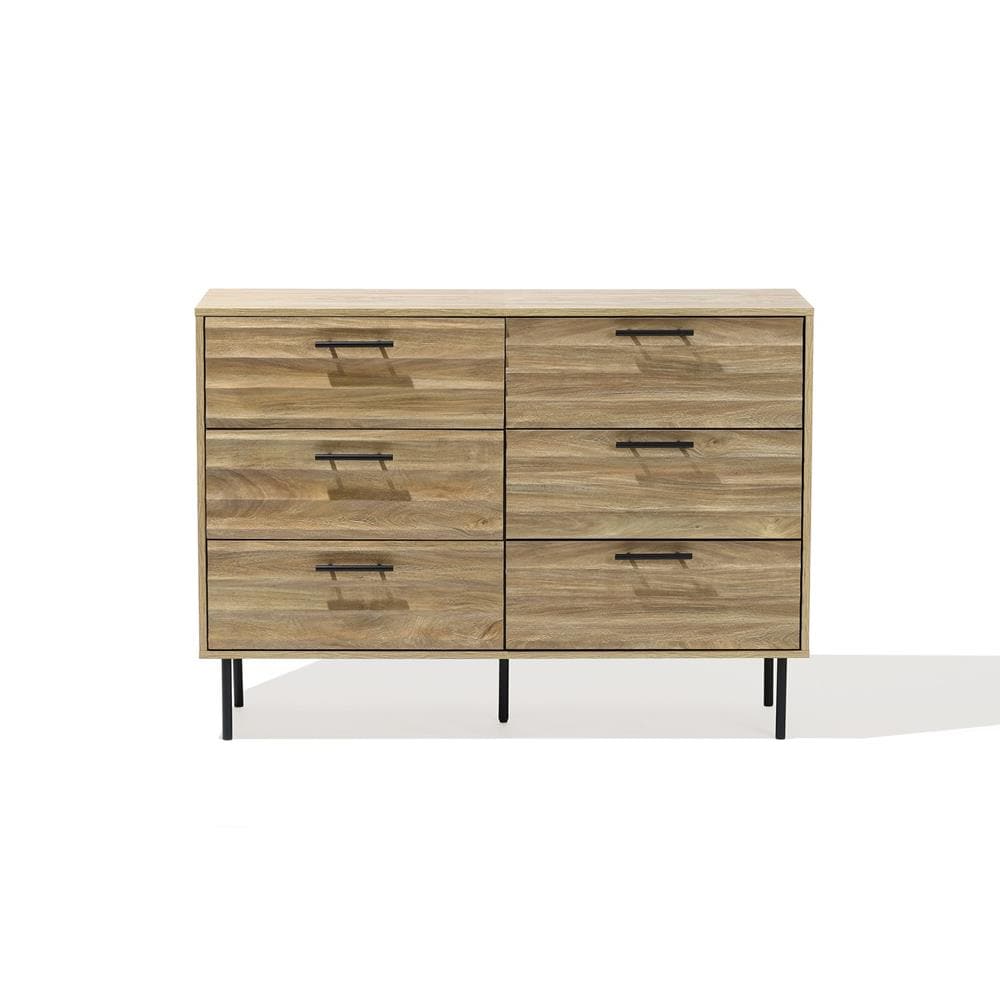 LuxenHome Brown Fir 6 -Drawer 47.2-in Standard dresser