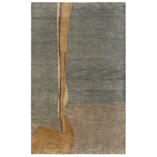 Obeetee Salina 5 x 8 (ft) Tufted Wool Green Rectangular Indoor Abstract Spot Clean Only Pet Friendly Area rug