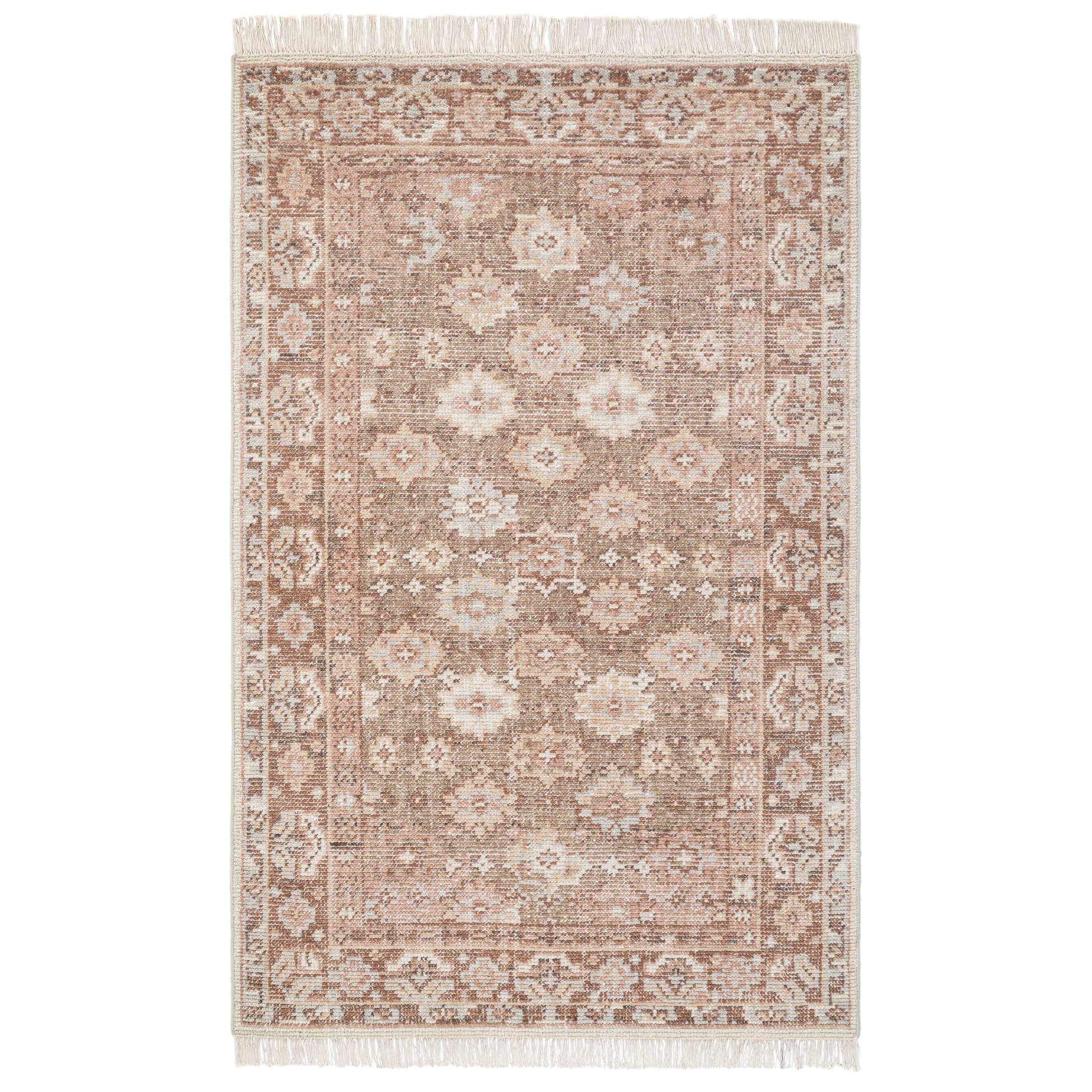 Obeetee Palace 3 x 5 (ft) Knotted Wool Wood Rectangular Indoor Medallion Spot Clean Only Pet Friendly Area rug
