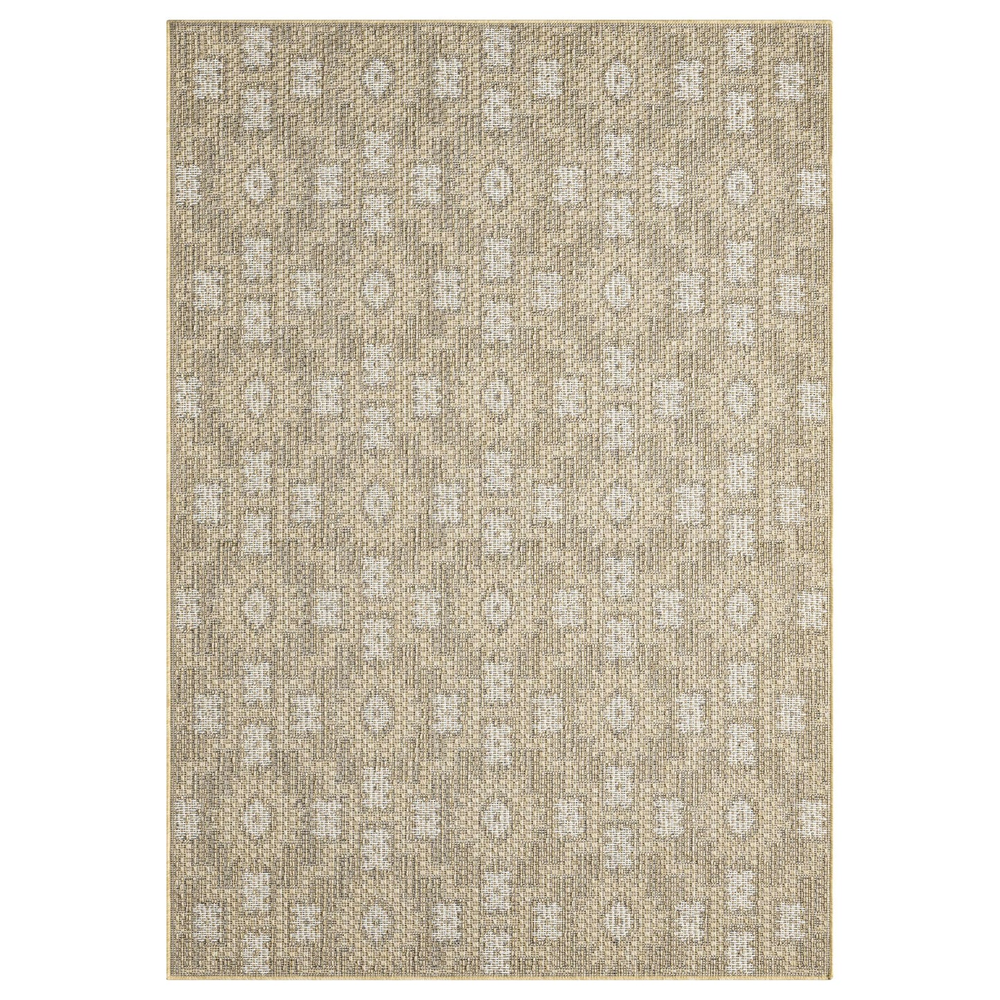 Obeetee Harvest 8 x 10 (ft) Loomed Polypropylene Beige Rectangular Indoor/Outdoor Spot Clean Only Pet Friendly Area rug