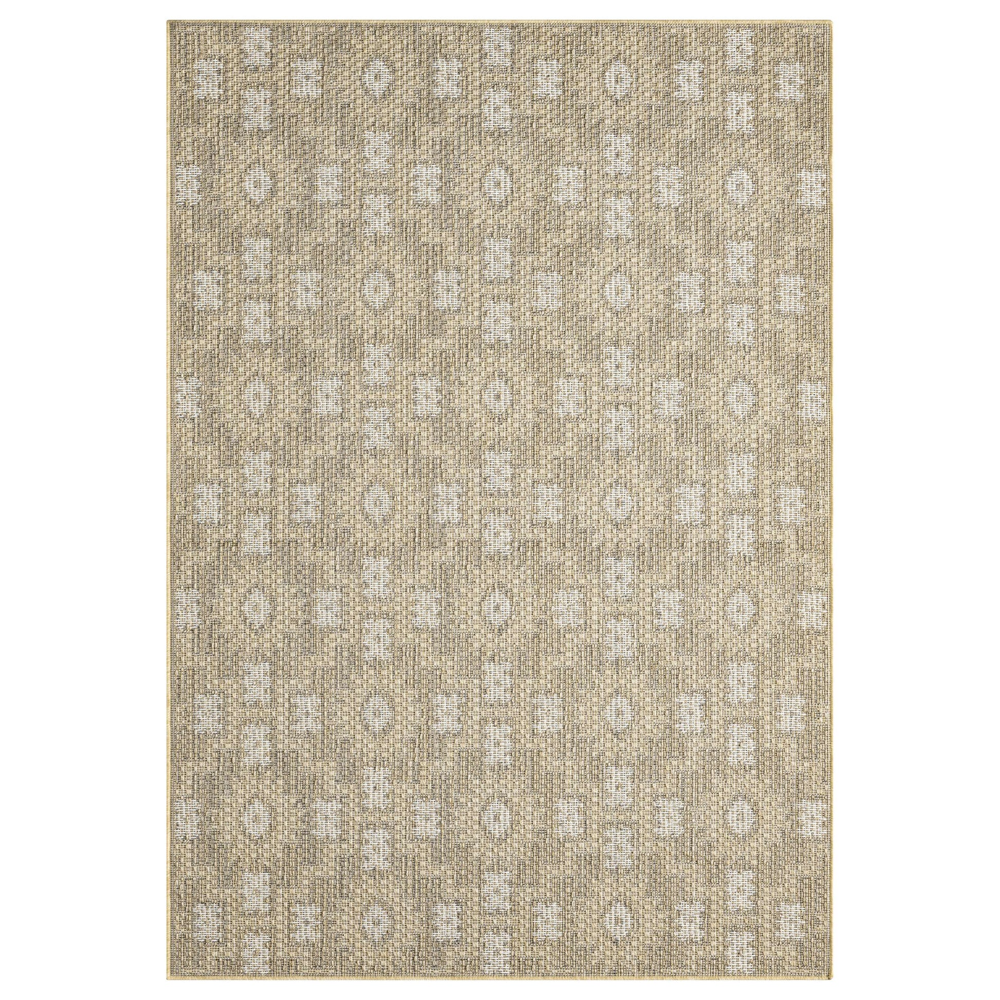 Obeetee Harvest 8 x 10 (ft) Loomed Polypropylene Beige Rectangular Indoor/Outdoor Spot Clean Only Pet Friendly Area rug