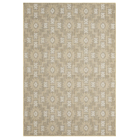 Obeetee Harvest 8 x 10 (ft) Loomed Polypropylene Beige Rectangular Indoor/Outdoor Spot Clean Only Pet Friendly Area rug