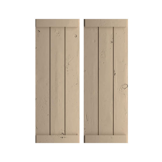 Ekena Millwork 16.5-in W x 82-in H Unfinished Paintable/Stainable Board and batten End batten Exterior Shutters ( 2 -Pack )