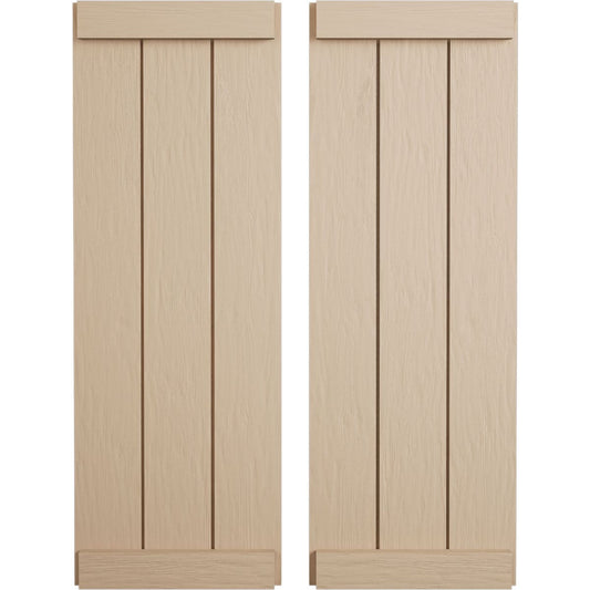 Ekena Millwork 16.5-in W x 62-in H Rough Sawn Paintable/Stainable Board and batten End batten Exterior Shutters ( 2 -Pack )