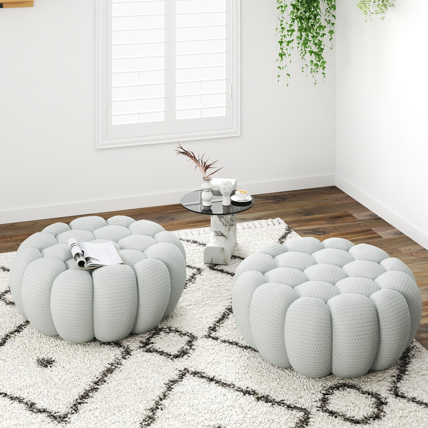 BuotiqHom Casual Gray Round Ottoman