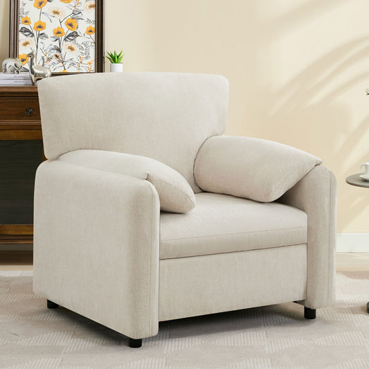 EXTRAUP 38.98-in W Modern Beige Chenille Accent Armchair