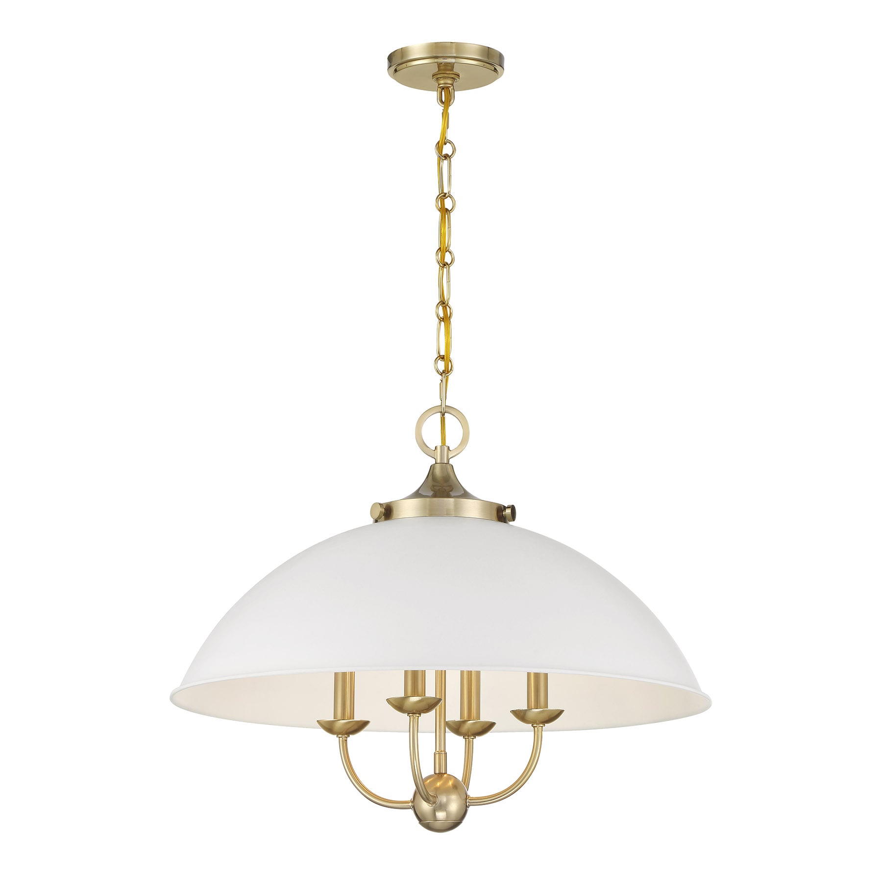 Savoy House Monterey 4 -Light White and Warm Brass Traditional Bowl Medium Indoor Hanging Pendant Light