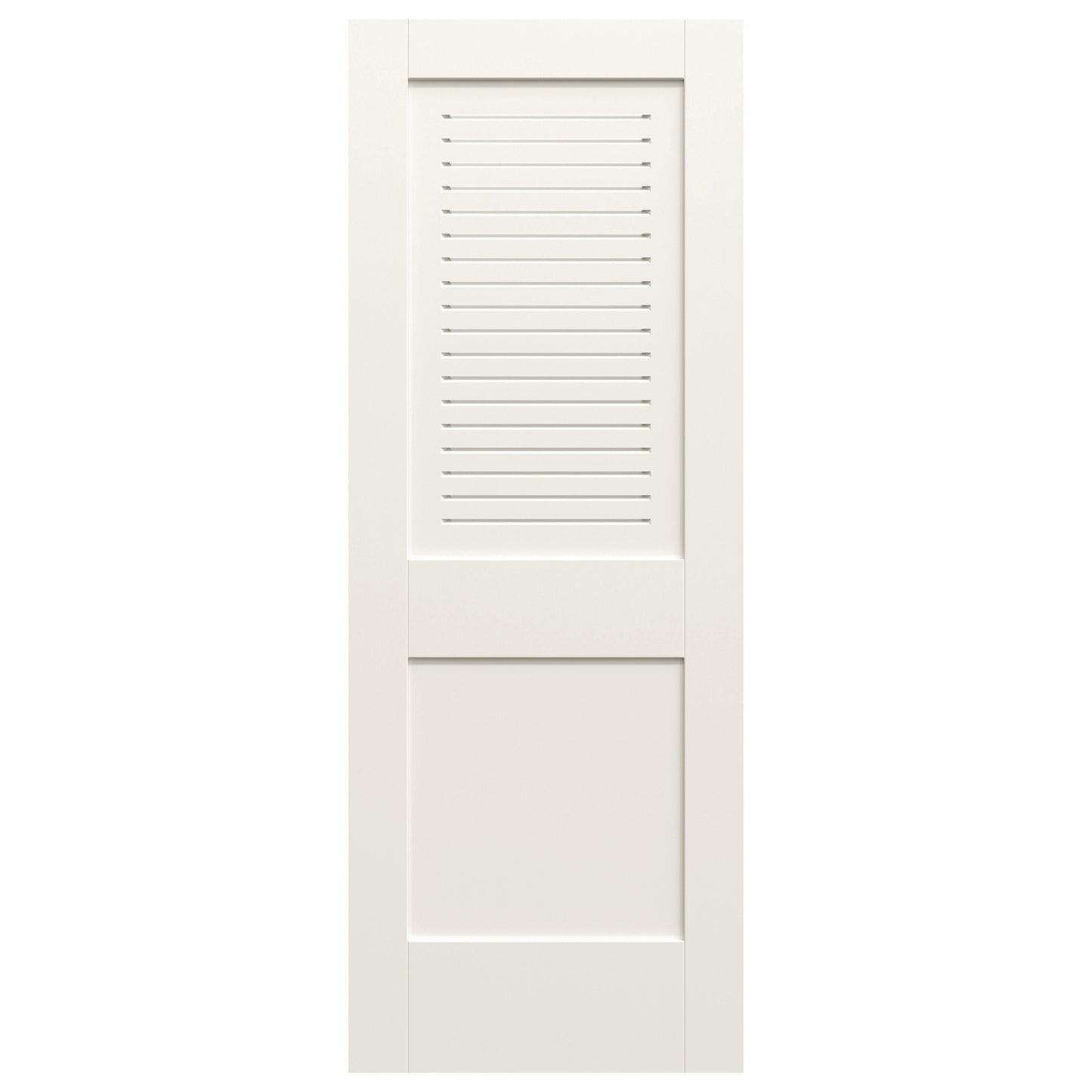 JELD-WEN Modern Ventilated Panel 32-in x 80-in Primed Louver Textured Solid core Primed MDF Slab Door
