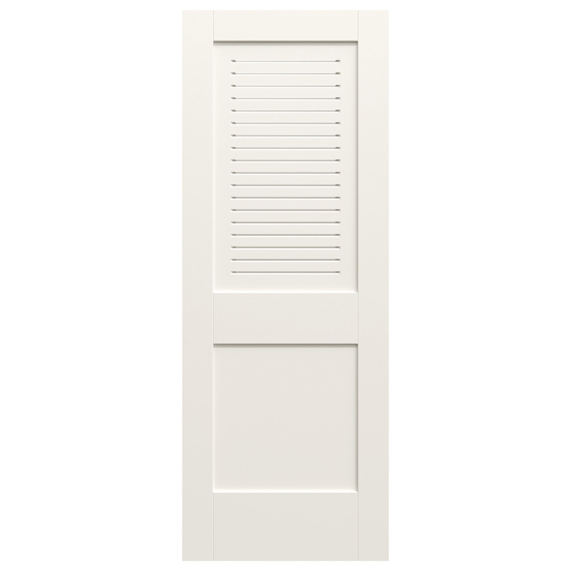 JELD-WEN Modern Ventilated Panel 32-in x 80-in Primed Louver Textured Solid core Primed MDF Slab Door