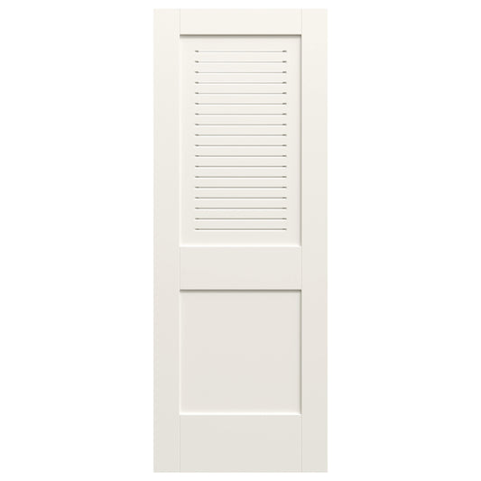 JELD-WEN Modern Ventilated Panel 32-in x 80-in Primed Louver Textured Solid core Primed MDF Slab Door
