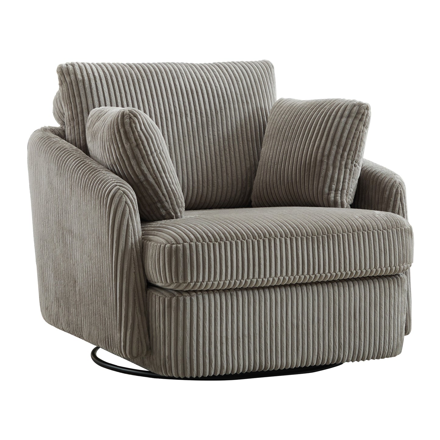 Hrinhom 40.6-in W Modern GRAY Corduroy Swivel Accent Armchair