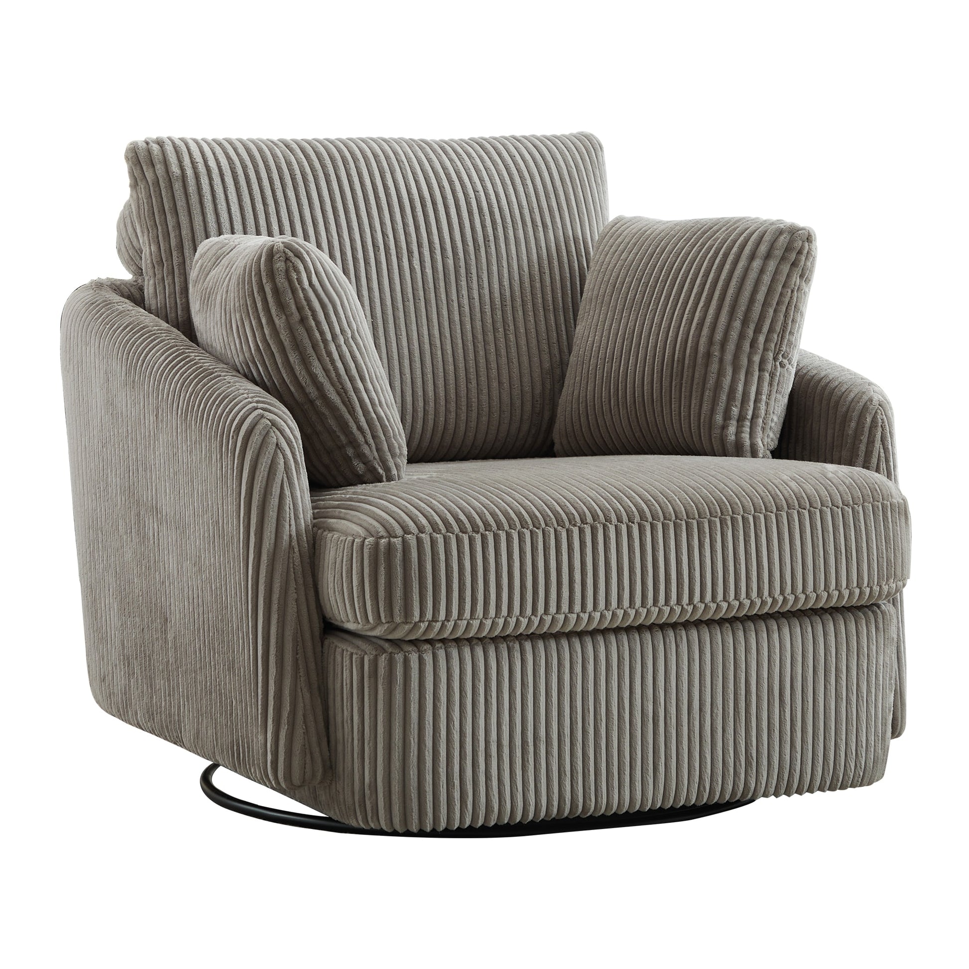 Hrinhom 40.6-in W Modern GRAY Corduroy Swivel Accent Armchair