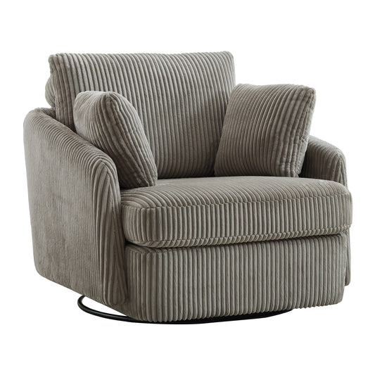 Hrinhom 40.6-in W Modern GRAY Corduroy Swivel Accent Armchair