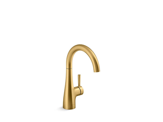 KOHLER 1.5 GPM Deck Mount Beverage Faucet in Vibrant Brushed Moderne Brass with Lever Handle