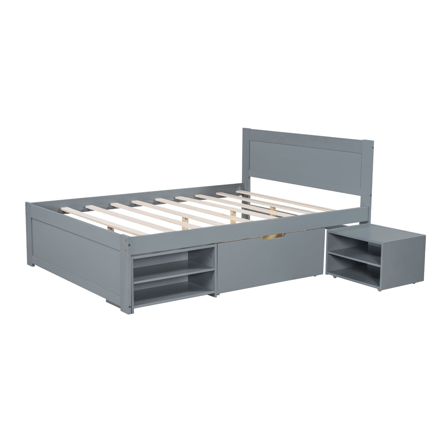 Damerin Full Gray Wood Bed Frame Storage