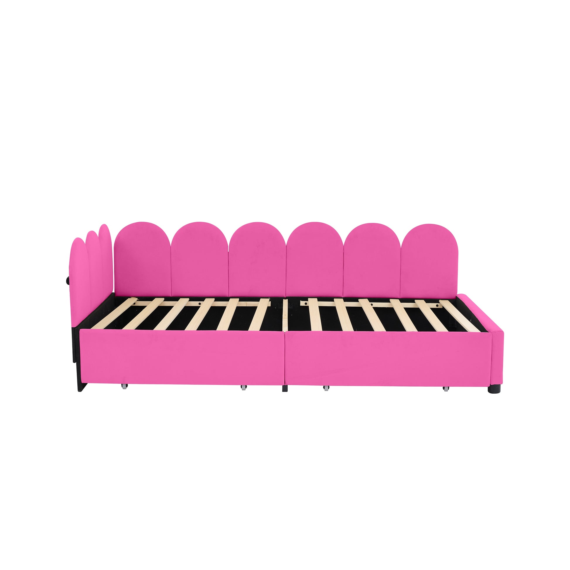 Damerin Twin Rose Red Wood Tufted Bed Frame