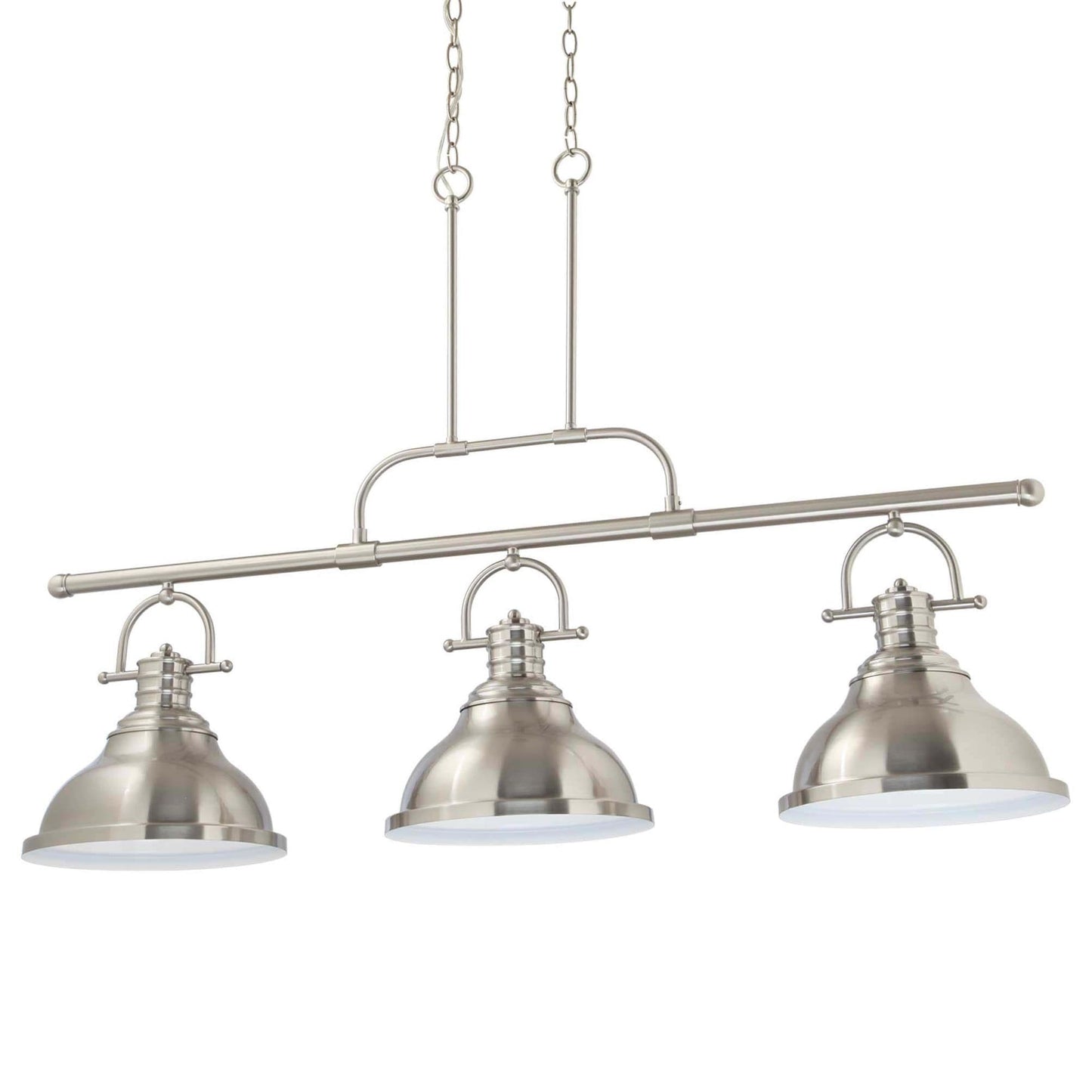 Volume Lighting 3 -Light Brushed nickel Modern/contemporary Metal Bell Large Hanging Kitchen Island Light