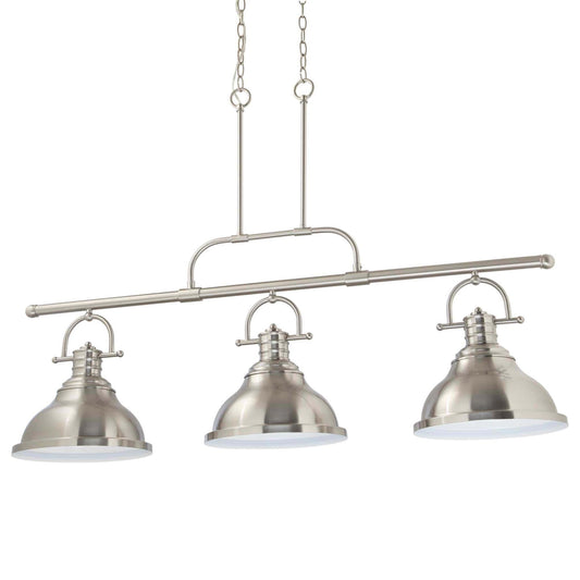 Volume Lighting 3 -Light Brushed nickel Modern/contemporary Metal Bell Large Hanging Kitchen Island Light