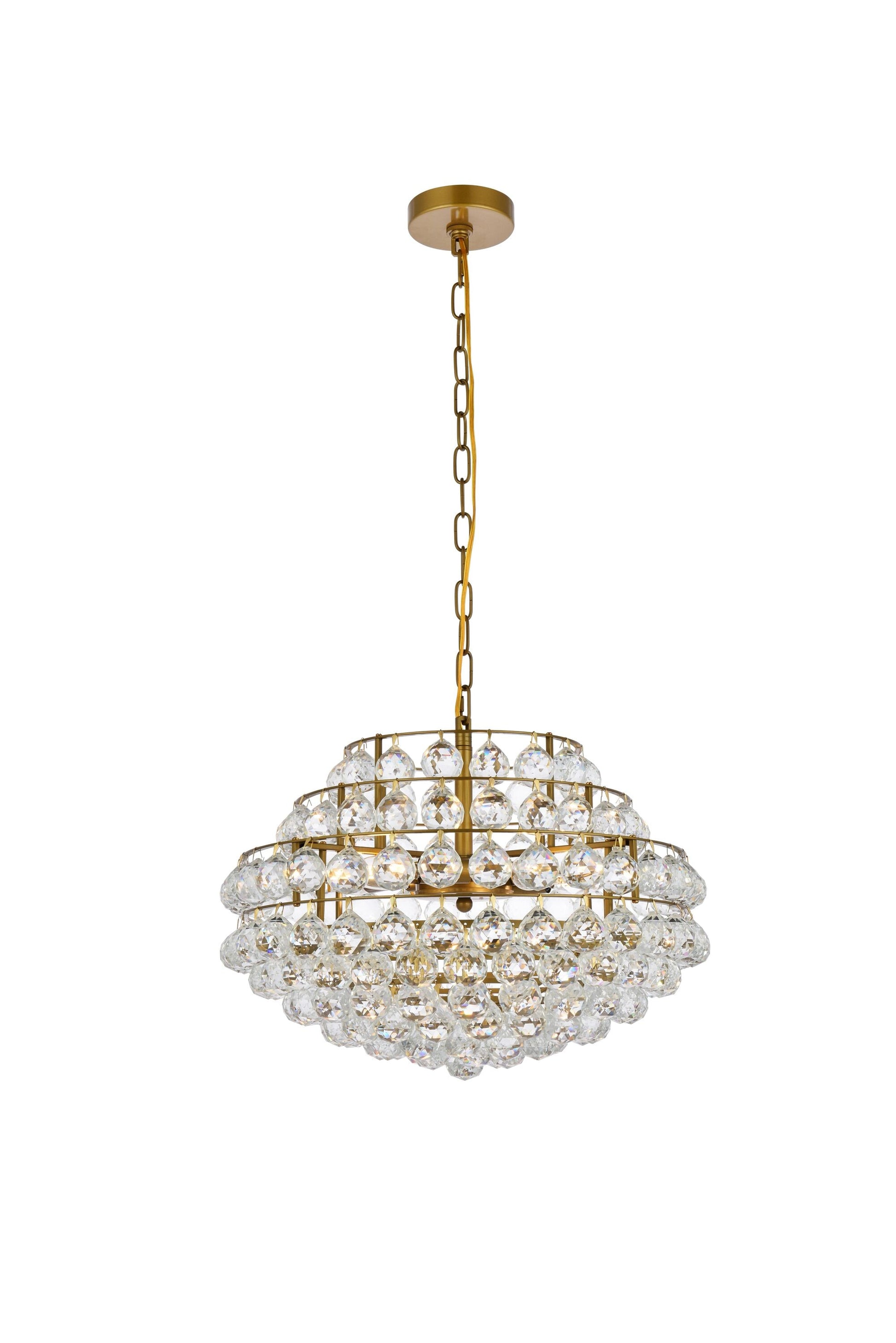 Elegant Decor Home Furnishing 5 -Light Brass Modern/contemporary Crystal Dome Medium Indoor Hanging Pendant Light
