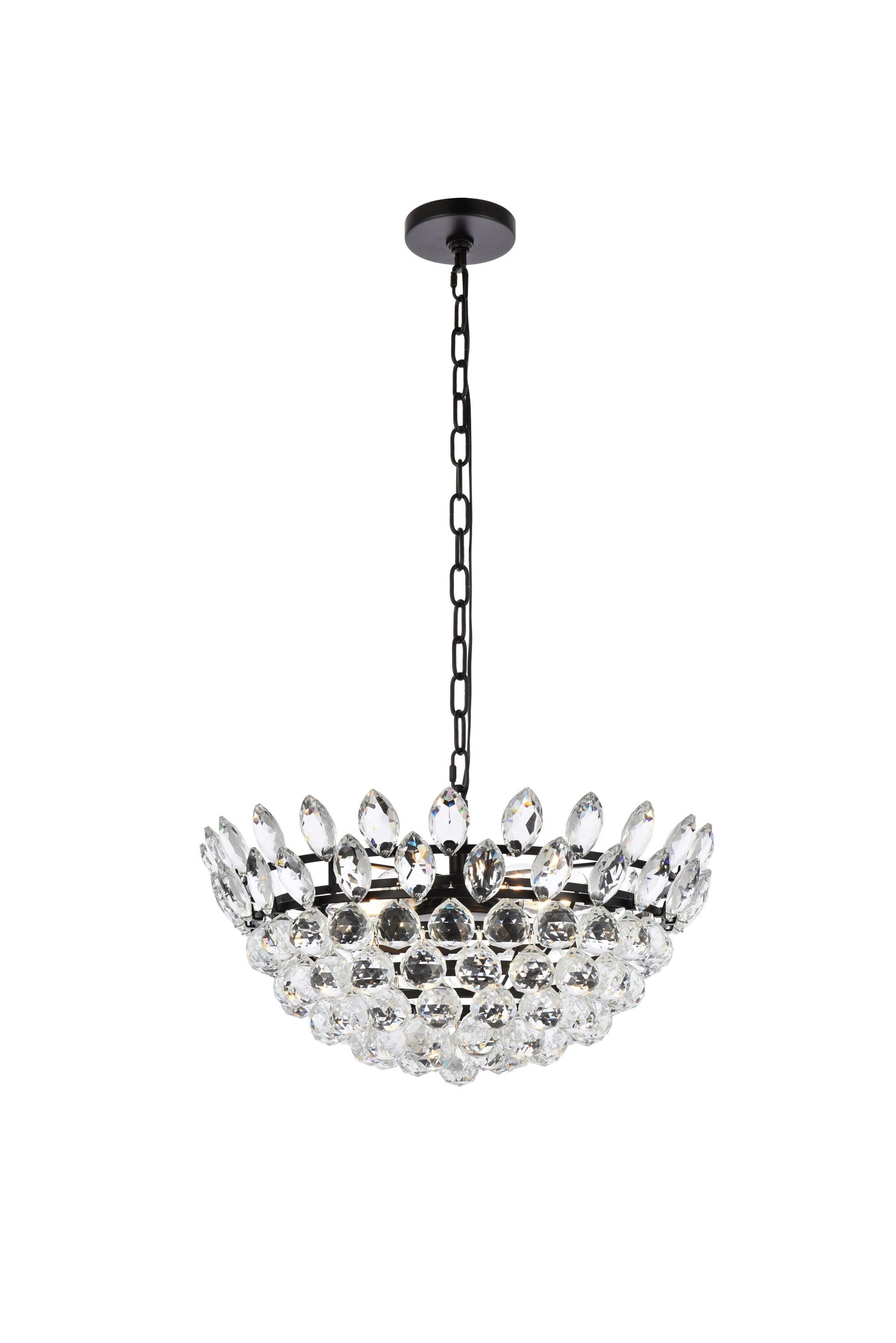 Elegant Decor Home Furnishing 5 -Light Black Modern/contemporary Crystal Dome Medium Indoor Hanging Pendant Light