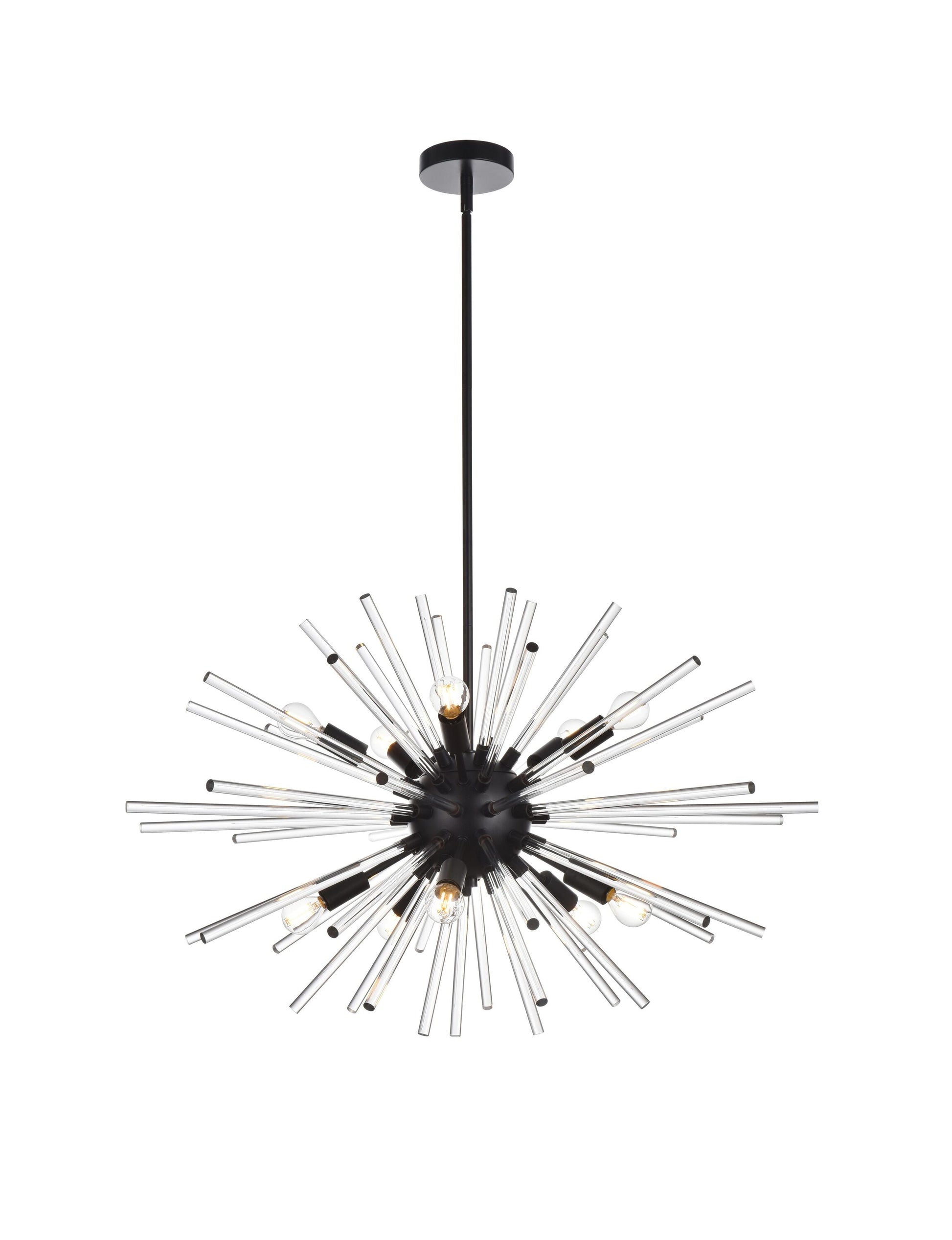 Elegant Decor Home Furnishing 10 -Light Black Modern/contemporary Crystal Sputnik Large Indoor Hanging Pendant Light
