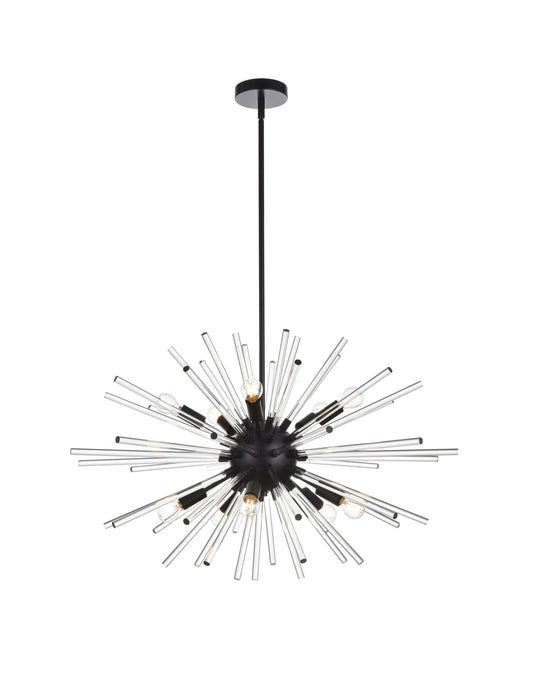 Elegant Decor Home Furnishing 10 -Light Black Modern/contemporary Crystal Sputnik Large Indoor Hanging Pendant Light