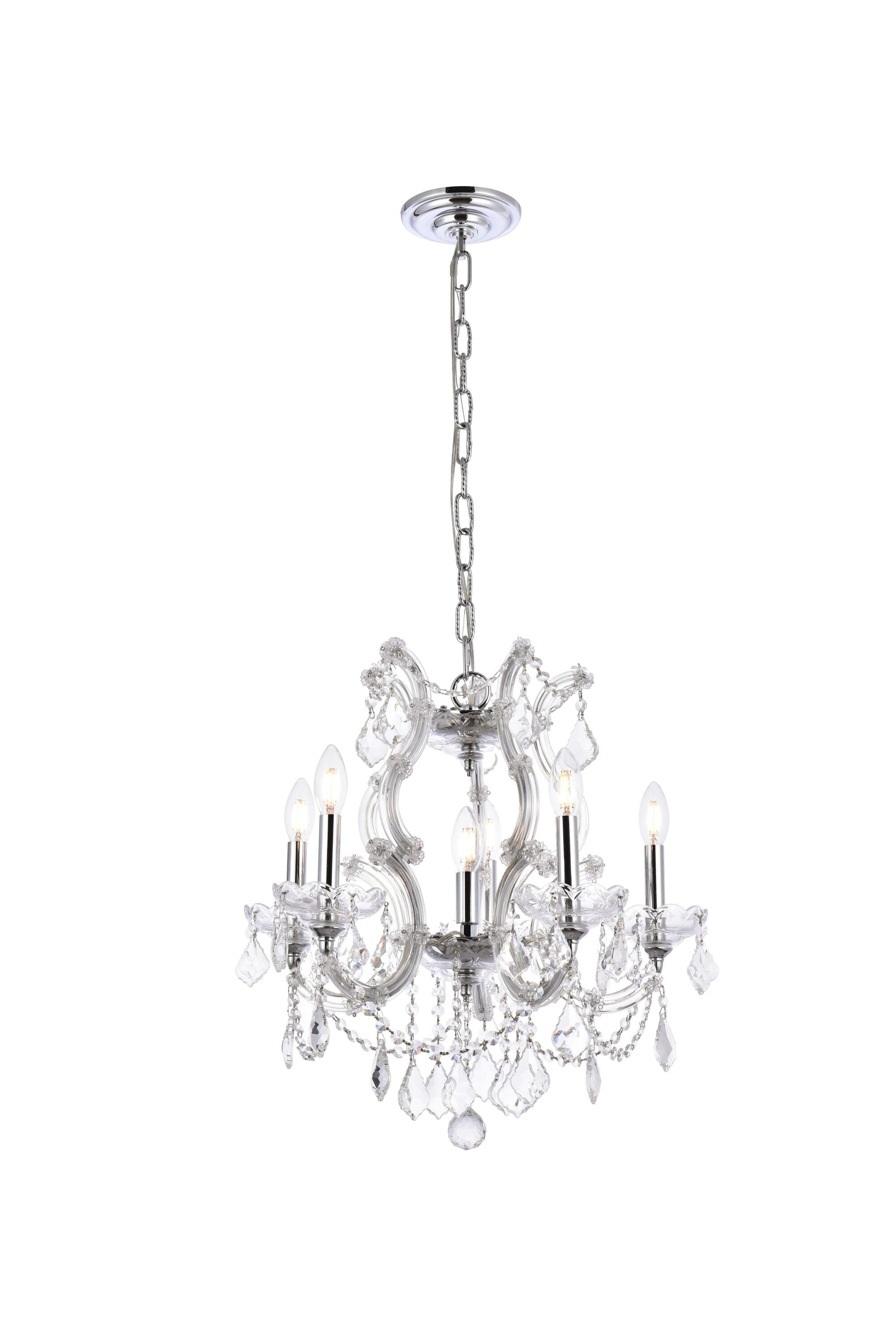 Elegant Decor Home Furnishing 6 -Light Chrome Transitional Crystal Urn Medium Indoor Hanging Pendant Light