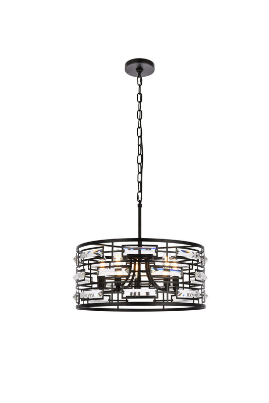 Elegant Decor Home Furnishing 5 -Light Black Modern/contemporary Drum Medium Hanging Pendant light