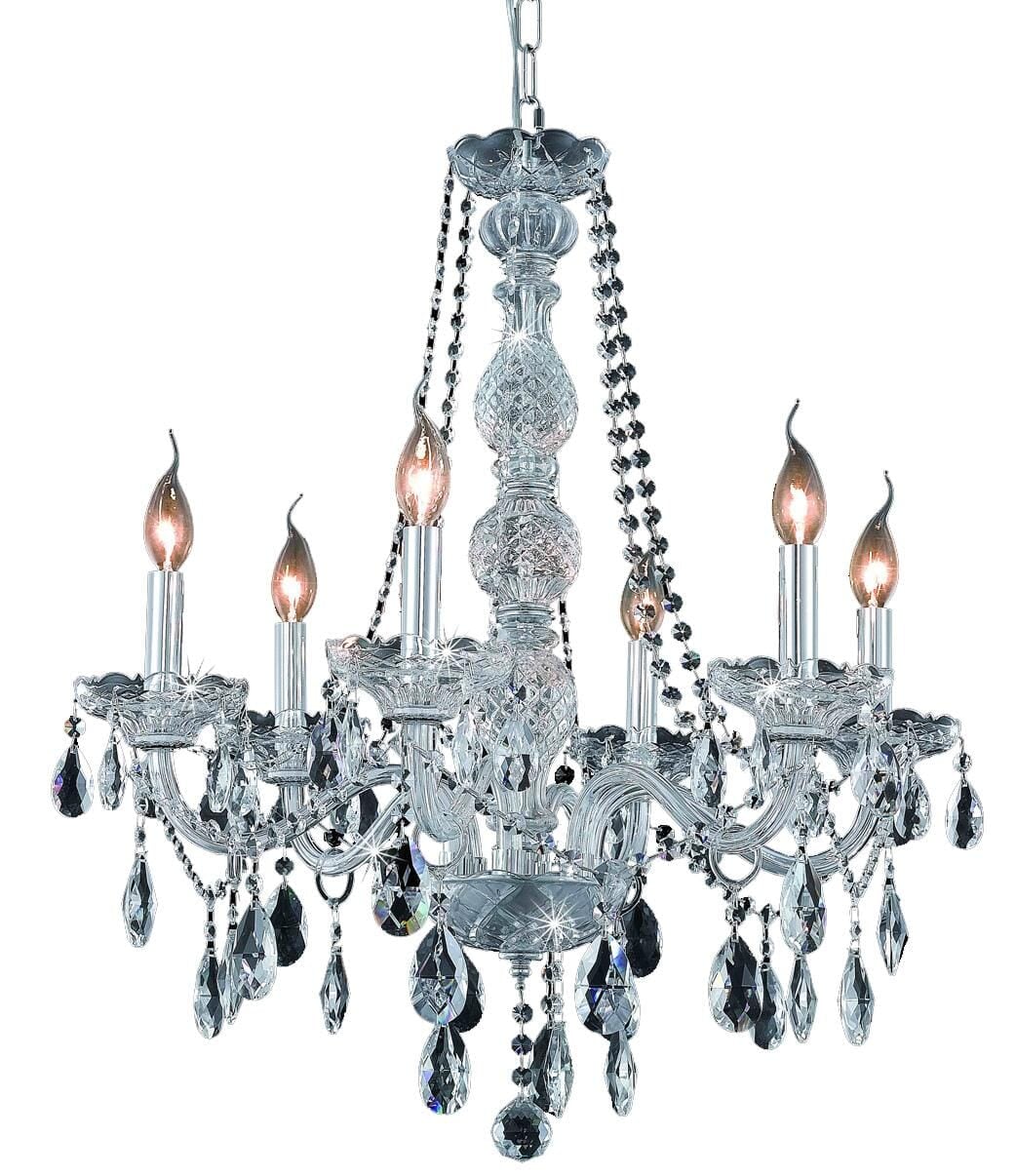 Elegant Decor Home Furnishing 6 -Light Chrome Indoor Crystal Steel Chandelier