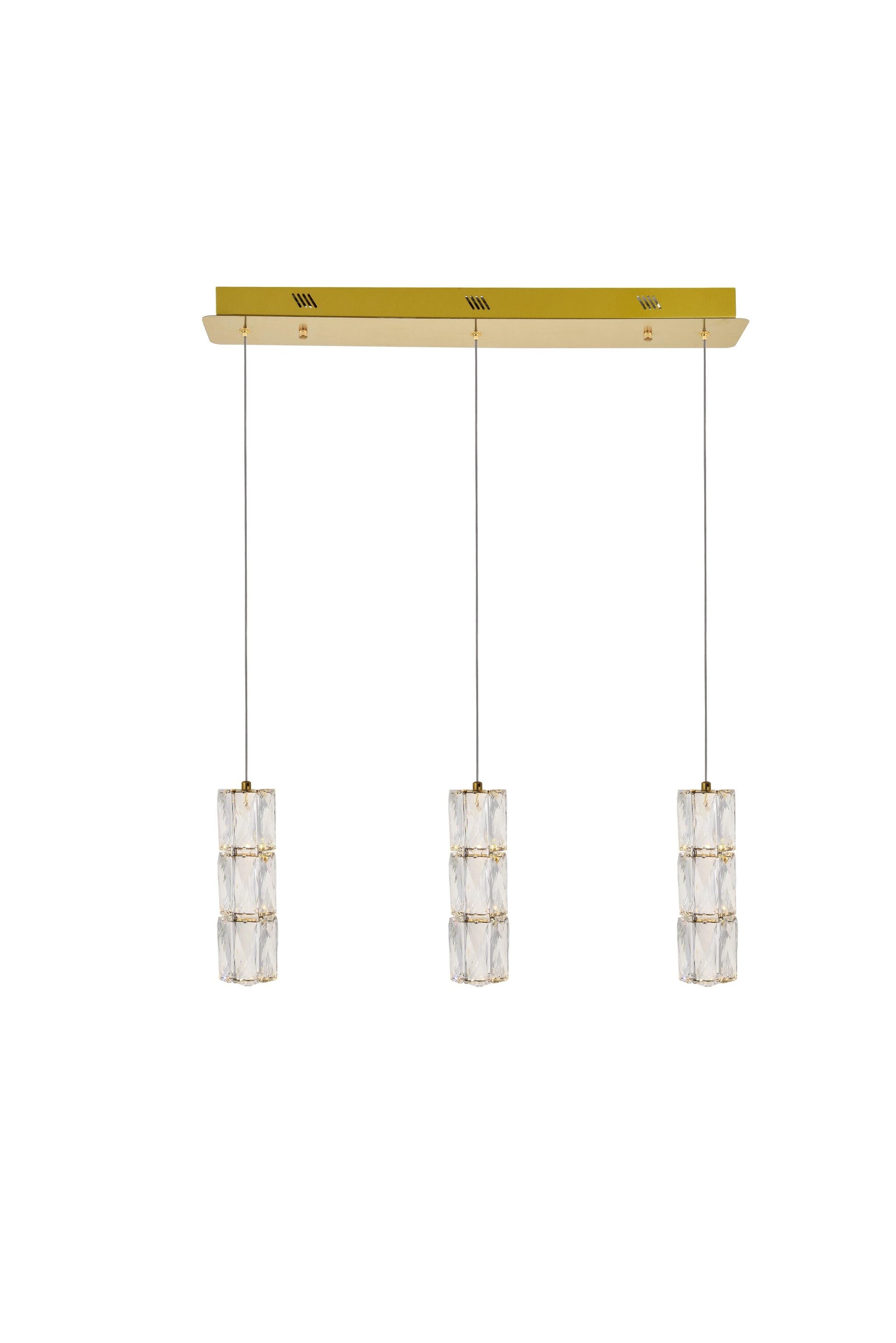 Elegant Decor Home Furnishing 3 -Light Gold Modern/contemporary Linear Integrated LED Large Hanging Pendant light
