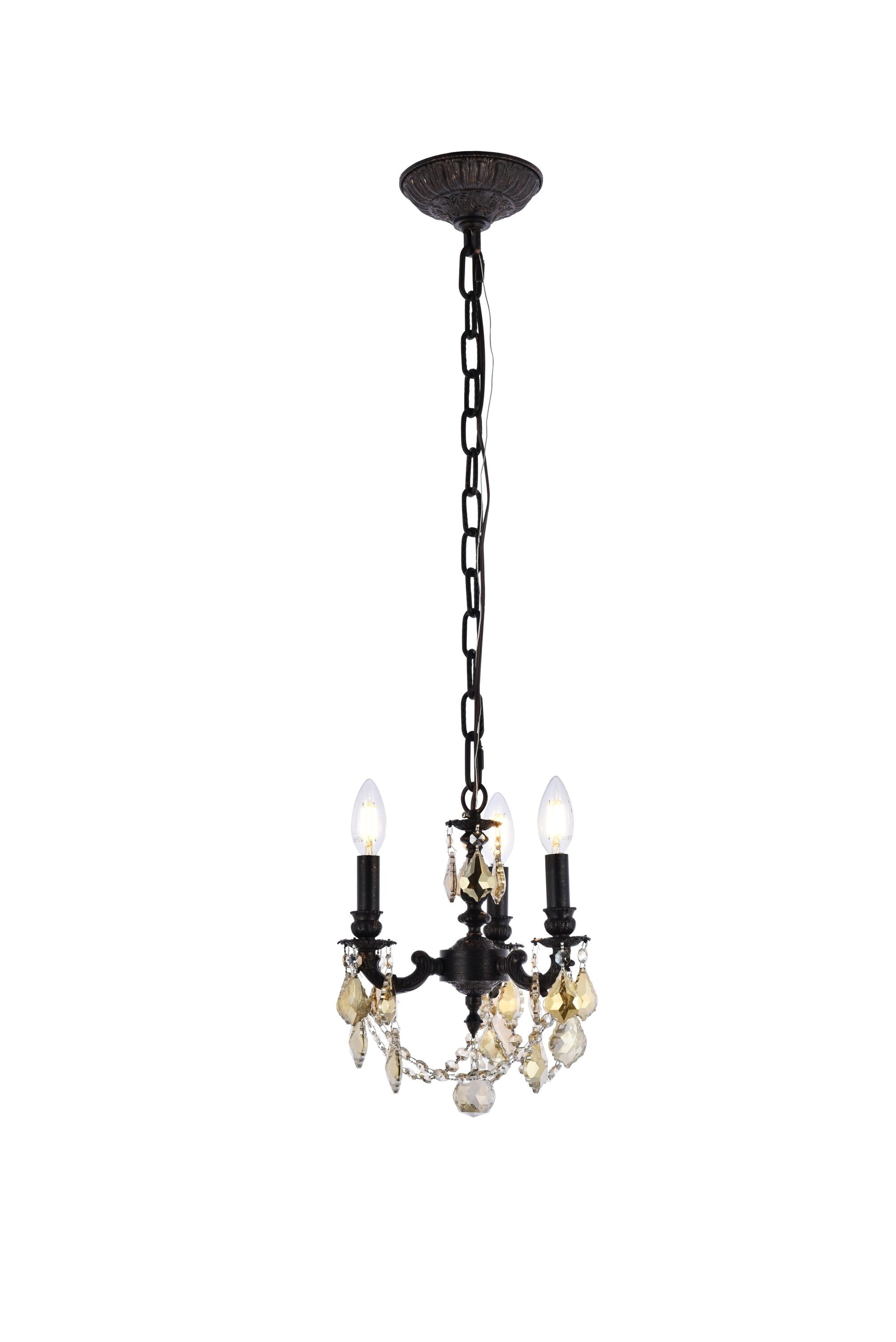 Elegant Decor Home Furnishing 3 -Light Dark Bronze Traditional Drum Mini Hanging Pendant light