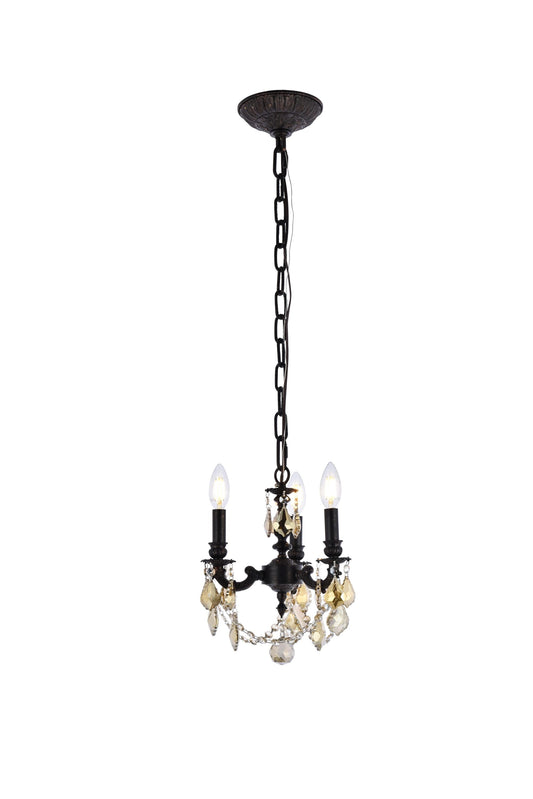 Elegant Decor Home Furnishing 3 -Light Dark Bronze Traditional Drum Mini Hanging Pendant light