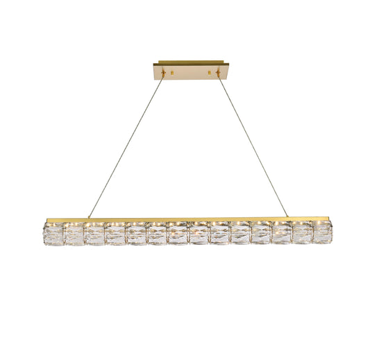 Elegant Decor Home Furnishing 1 -Light Gold Modern/contemporary Crystal Linear LED Large Indoor Hanging Pendant Light