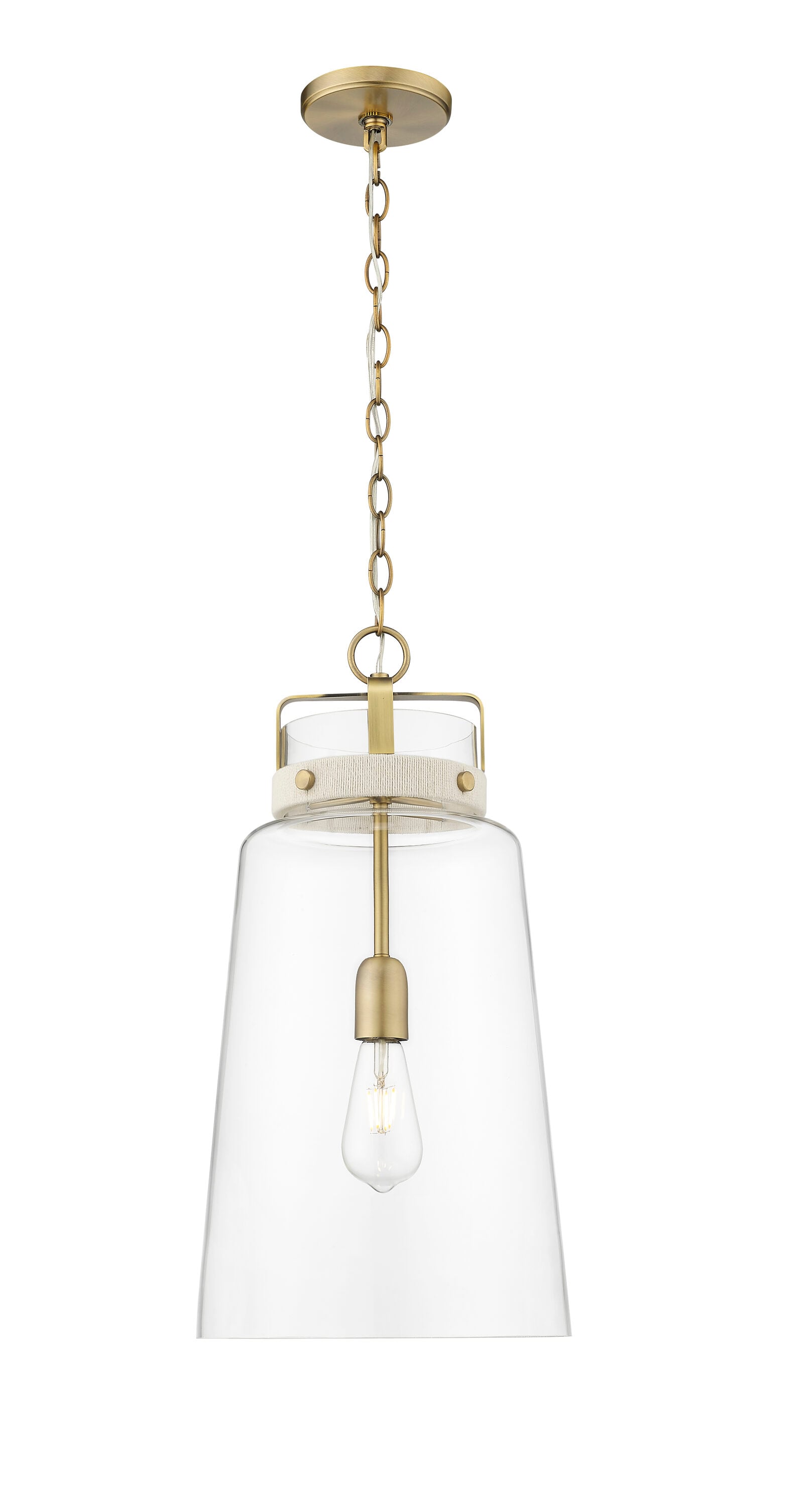 Millennium Lighting Lolla 1 -Light Vintage Brass Modern/contemporary Clear glass Glass Cone Large Indoor Hanging Pendant Light