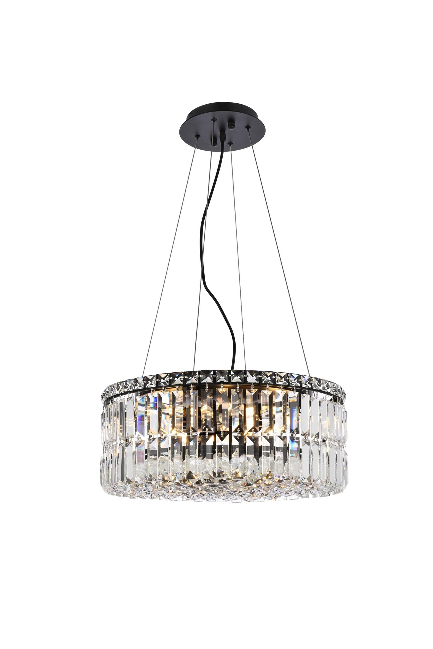 Elegant Decor Home Furnishing 12 -Light Black Crystal Metal Chandelier
