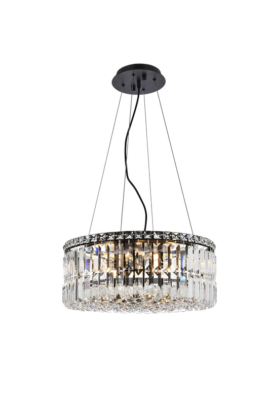 Elegant Decor Home Furnishing 12 -Light Black Crystal Metal Chandelier