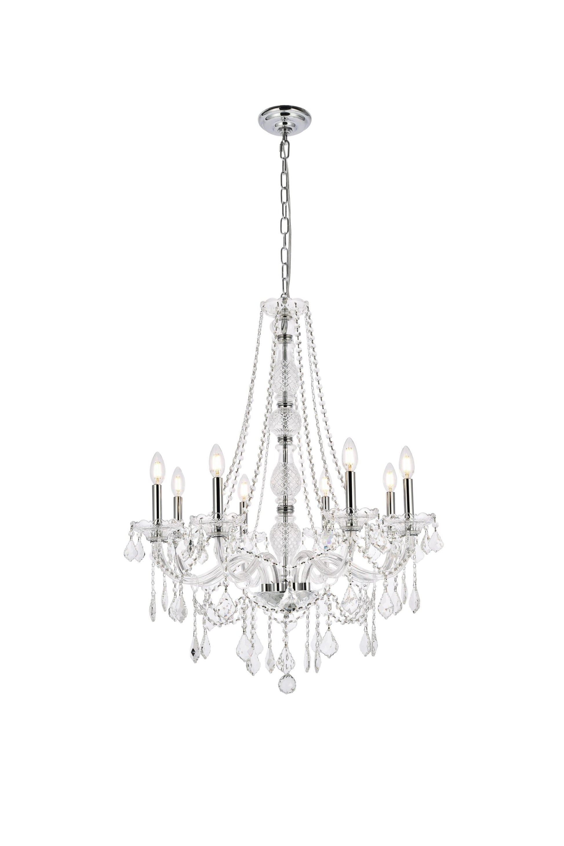 Elegant Decor Home Furnishing 8 -Light Chrome Crystal Steel Chandelier