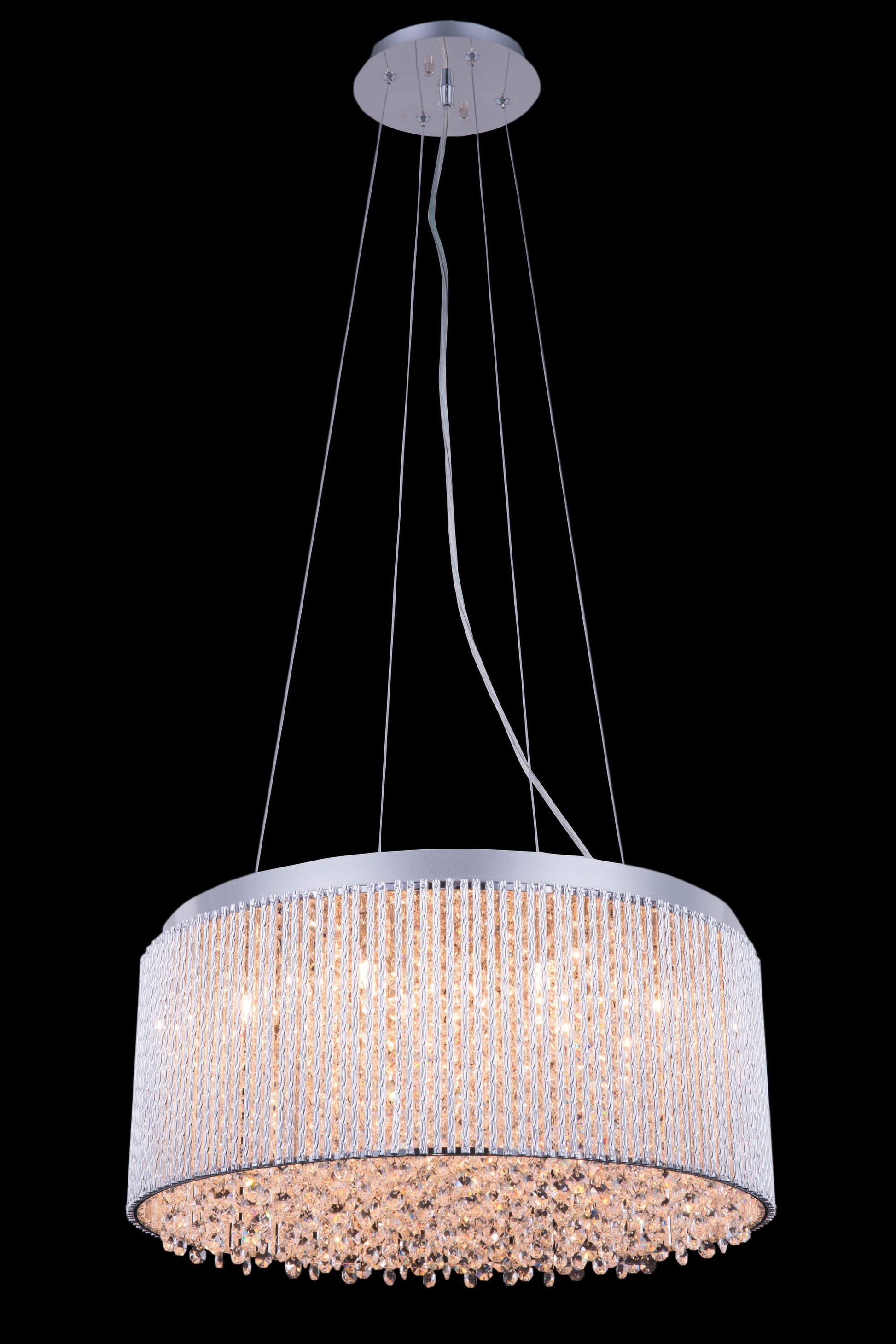 Elegant Decor Home Furnishing 12 -Light Chrome Modern/contemporary Metal Crystal Drum Medium Indoor Hanging Pendant Light