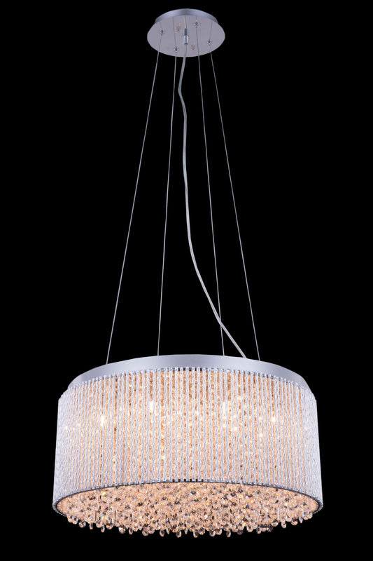 Elegant Decor Home Furnishing 12 -Light Chrome Modern/contemporary Metal Crystal Drum Medium Indoor Hanging Pendant Light