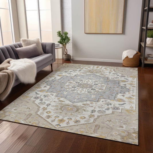 Addison Rugs Chantille ACN985BG 10 x 14 (ft) Polyester Beige Rectangular Indoor/Outdoor Geometric Pet Friendly Area rug