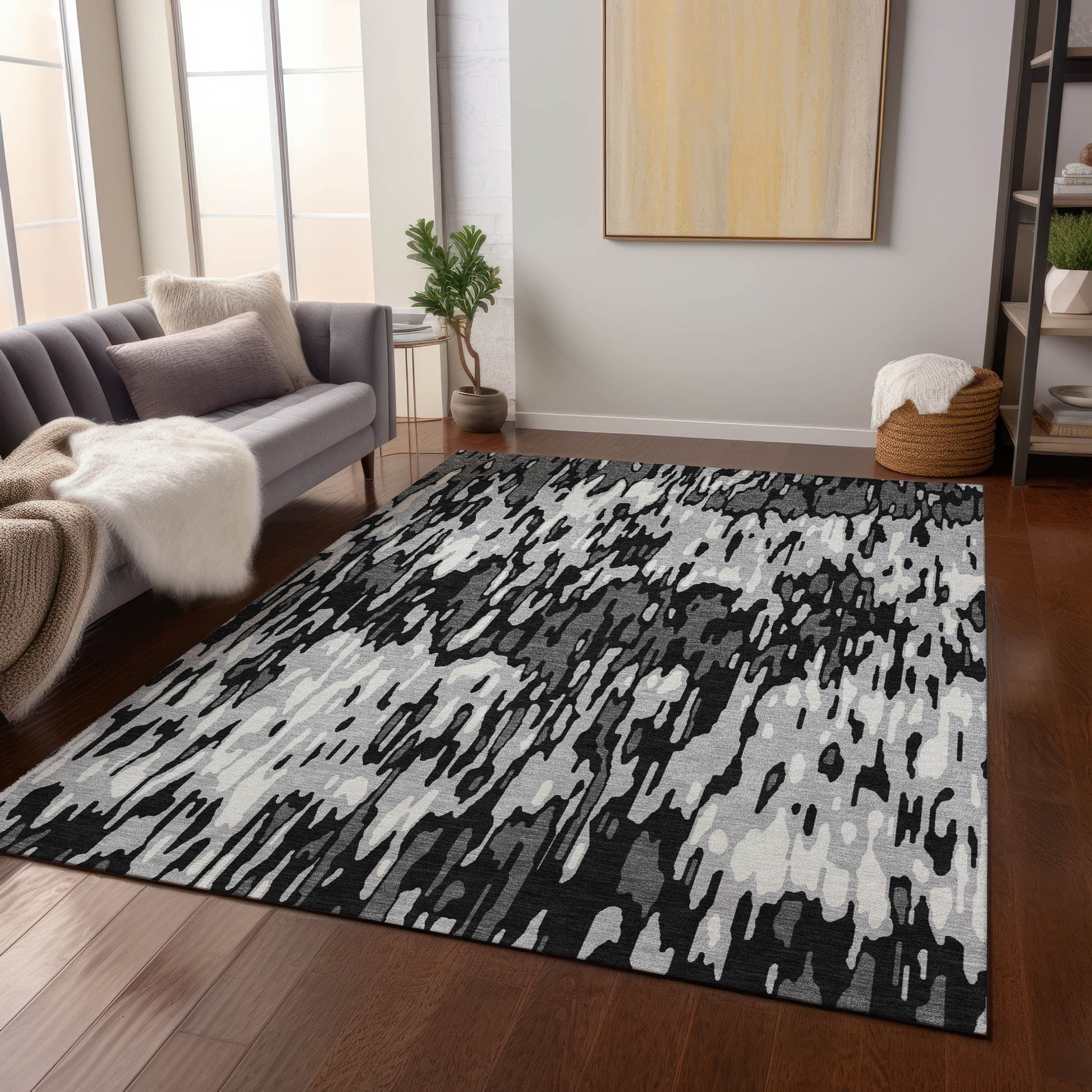 Addison Rugs Chantille ACN986GY 8 x 10 (ft) Polyester Gray Rectangular Indoor/Outdoor Geometric Pet Friendly Area rug
