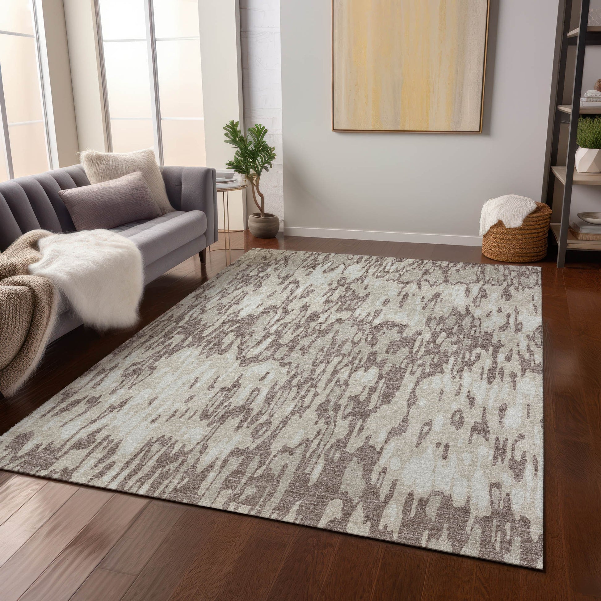 Addison Rugs Chantille ACN986PU 9 x 12 (ft) Loomed Polyester Putty Rectangular Indoor/Outdoor Machine washable Pet Friendly Area rug
