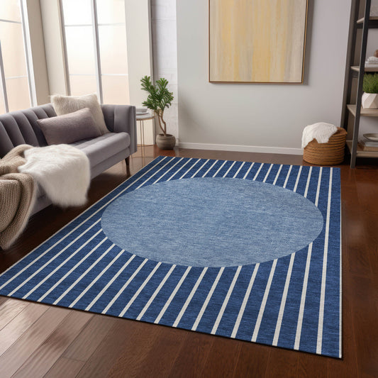 Addison Rugs Chantille ACN994NA 9 x 12 (ft) Loomed Polyester Navy Rectangular Indoor/Outdoor Machine washable Pet Friendly Area rug
